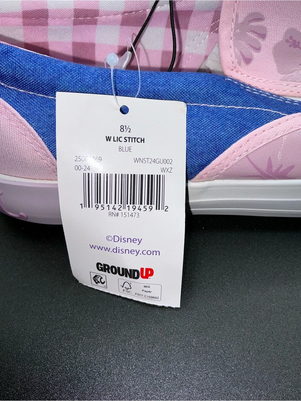 Ground Up Disney Lilo & Stitch Women’s Slip-On Canvas Sneakers Pink/Blue 8.5